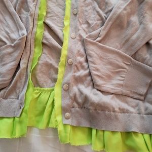 Gap lime green ruffle cardigan